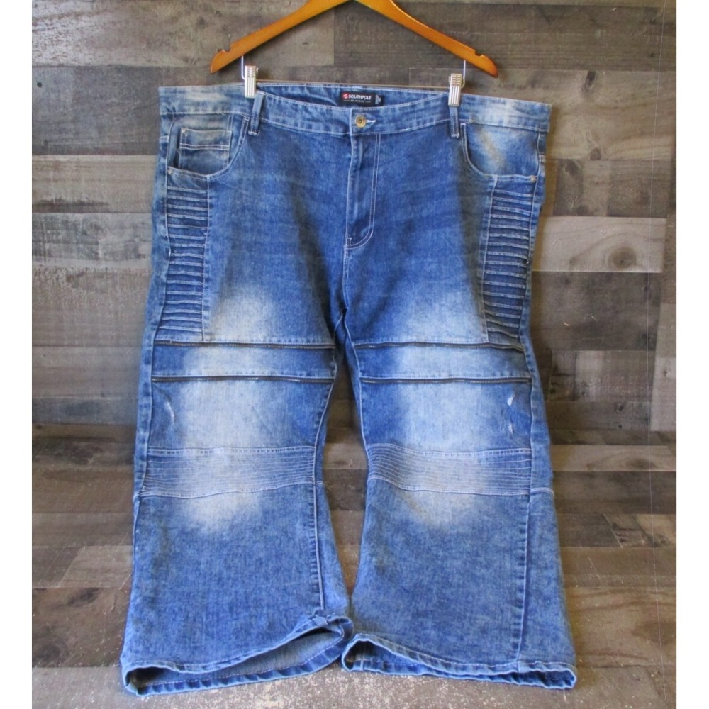 Southpole Jeans Mens 46 Fits 44x30 Blue Straight Stretch Zipper Accent Street